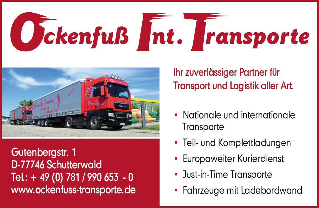 Ockenfuß internationale Transporte in Schutterwald